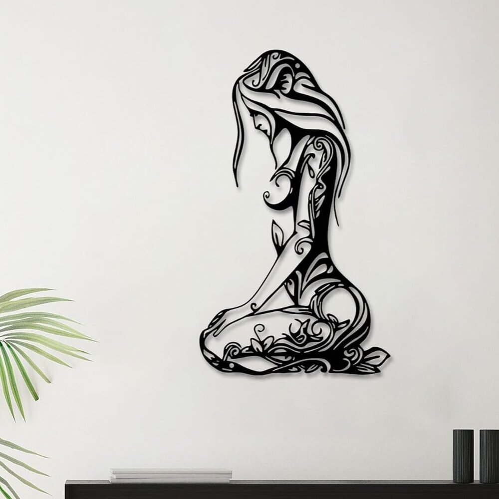 Abstract Art Lady Silhouette Mother Nature Minimalist Wall Decor Metal